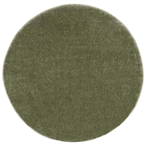 Tahoe Shag 3 ft. x 3 ft. Sage Modern Solid Round Area Rug