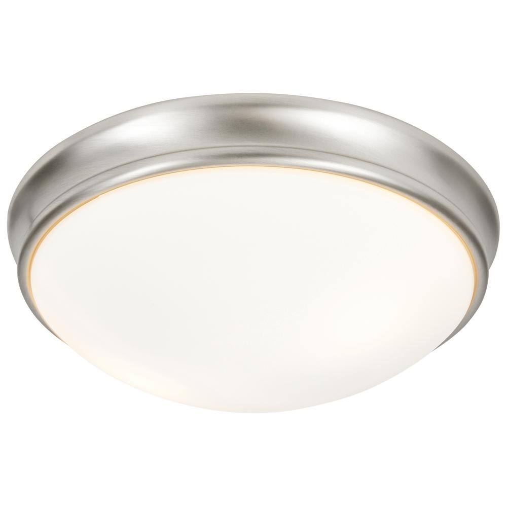 Brushed Steel and Glass 10.5" Flush Mount Light