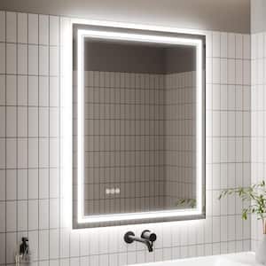 32 in. W x 40 in. H Rectangular Frameless Anti-Fog Backlit Front Lighted Wall LED Bathroom Vanity Mirror, Tempered Glass