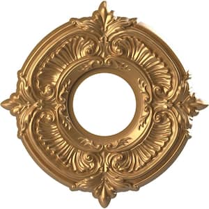 10" O.D. x 3-1/2" I.D. x 3/4" P Attica Thermoformed PVC Ceiling Medallion (Fits Canopies up to 4-1/8"), Bright Coat Gold