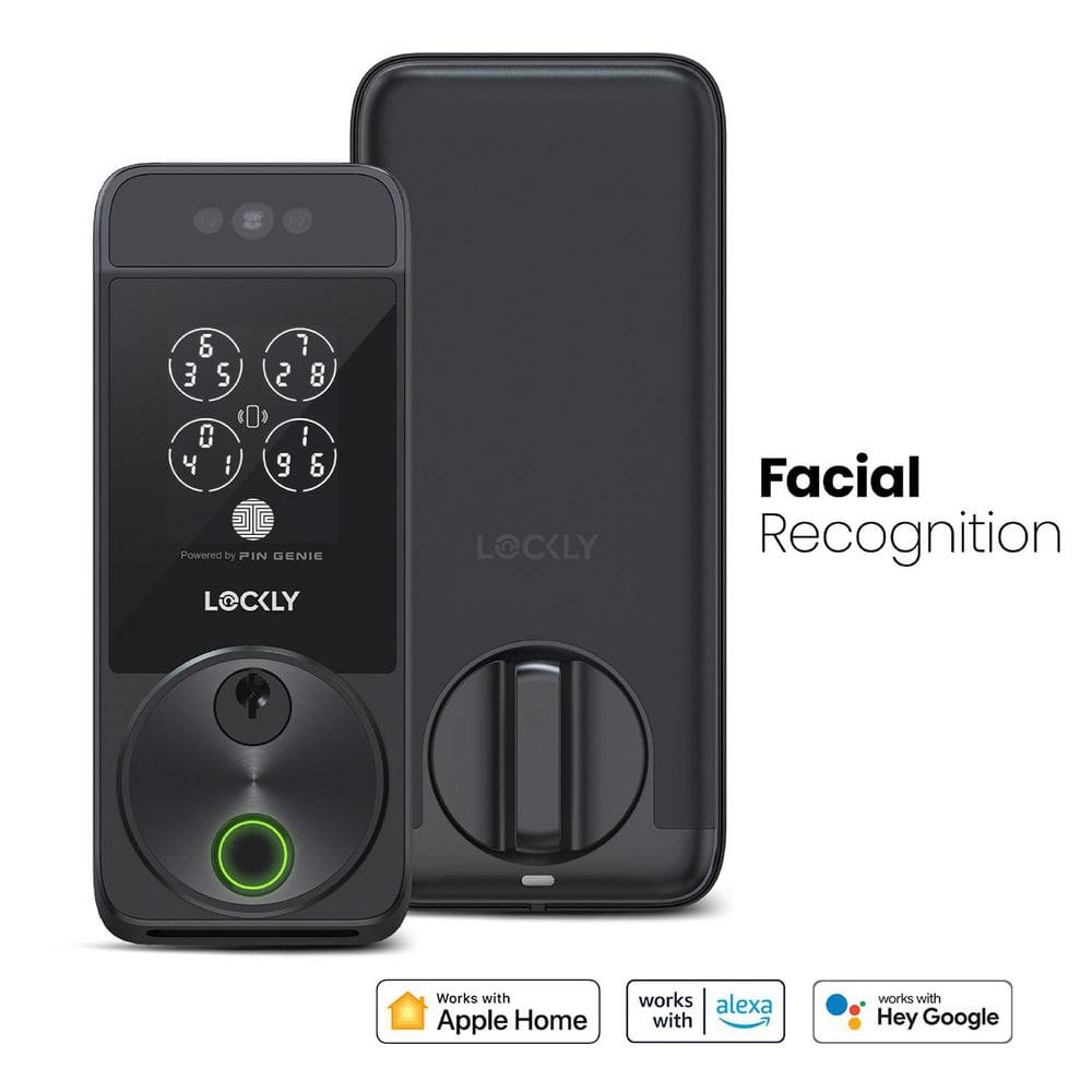 Lockly Visage Facial Recognition Zeno Matte Black Deadbolt Wi-Fi Smart ...