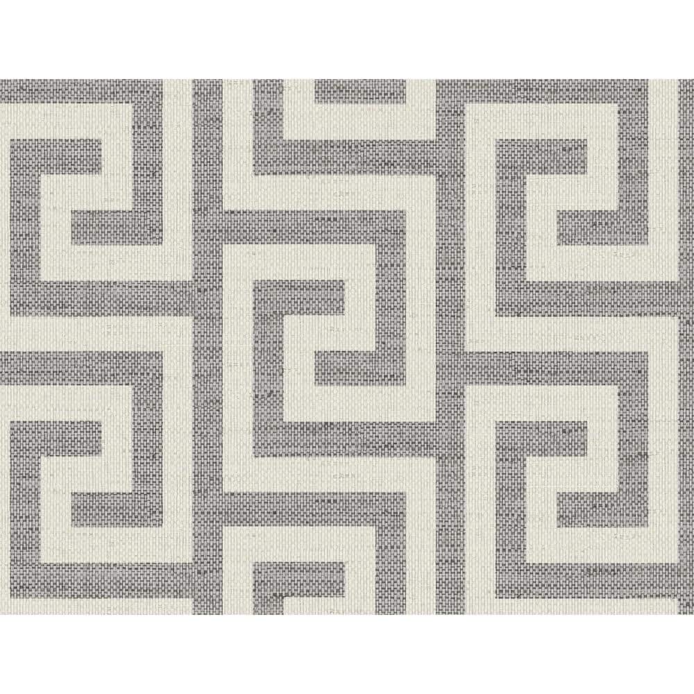 60.75 sq. ft. Coastal Haven Charcoal Luna Retreat Greek Key Embossed Vinyl Unpasted Wallpaper Roll price history on PriceWatchPro