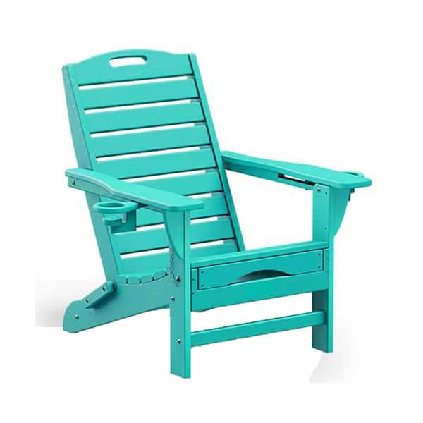Unbranded Versatile Lake Blue Folding Composite Adirondack Chairs Without Cushion (Set of 1)
