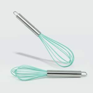 10 in. Stainless Steel Teal Silicone Whisk