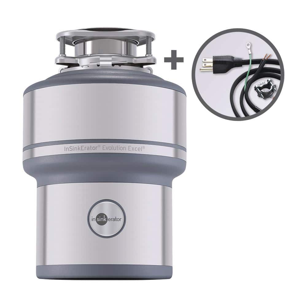 InSinkErator Evolution Excel Lift & Latch Quiet Series 1 HP Continuous Feed Garbage Disposal with Power Cord Kit