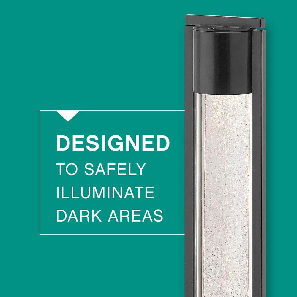 Sleek Black LED Landscape Bollard with Clear Acrylic & Seedy Glass