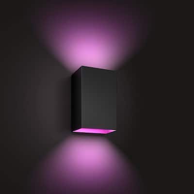 Resonate Outdoor Smart Color Changing Black Wall Light Lantern with Integrated LED (1-Pack)