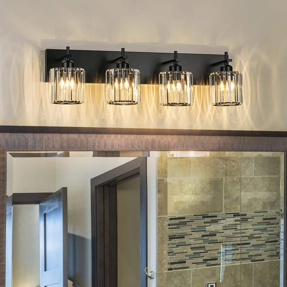 EDISLIVE Orillia 28 in. 4Light Black Bathroom Vanity Light with