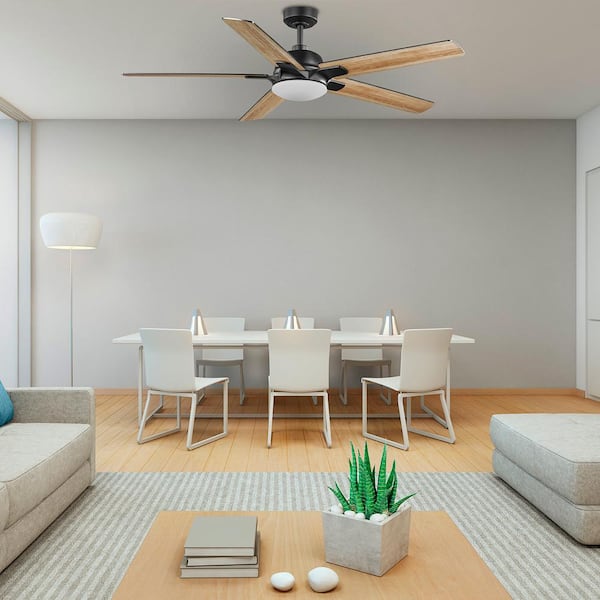 Greenhaven 60 in. White Color Changing LED Matte Black Smart Ceiling Fan with Light Kit and Remote Powered by Hubspace