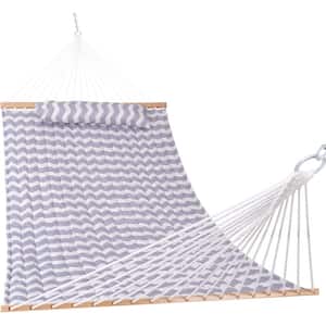 12 ft. Quilted Fabric Hammock with Pillow, Double 2 Person Hammock( Chevron-gray)