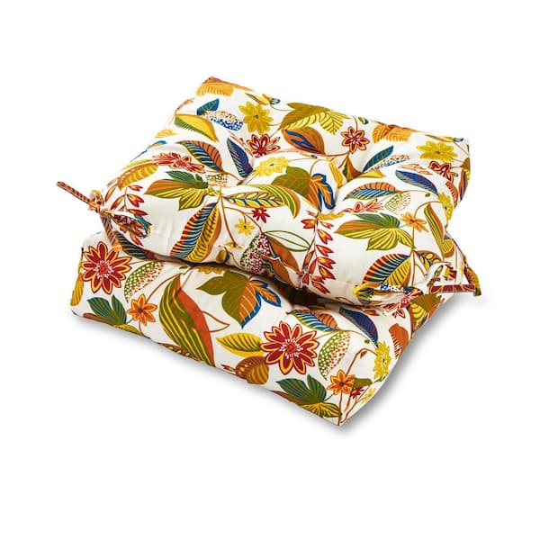 Esprit Floral Square Tufted Outdoor Seat Cushion (2-Pack)