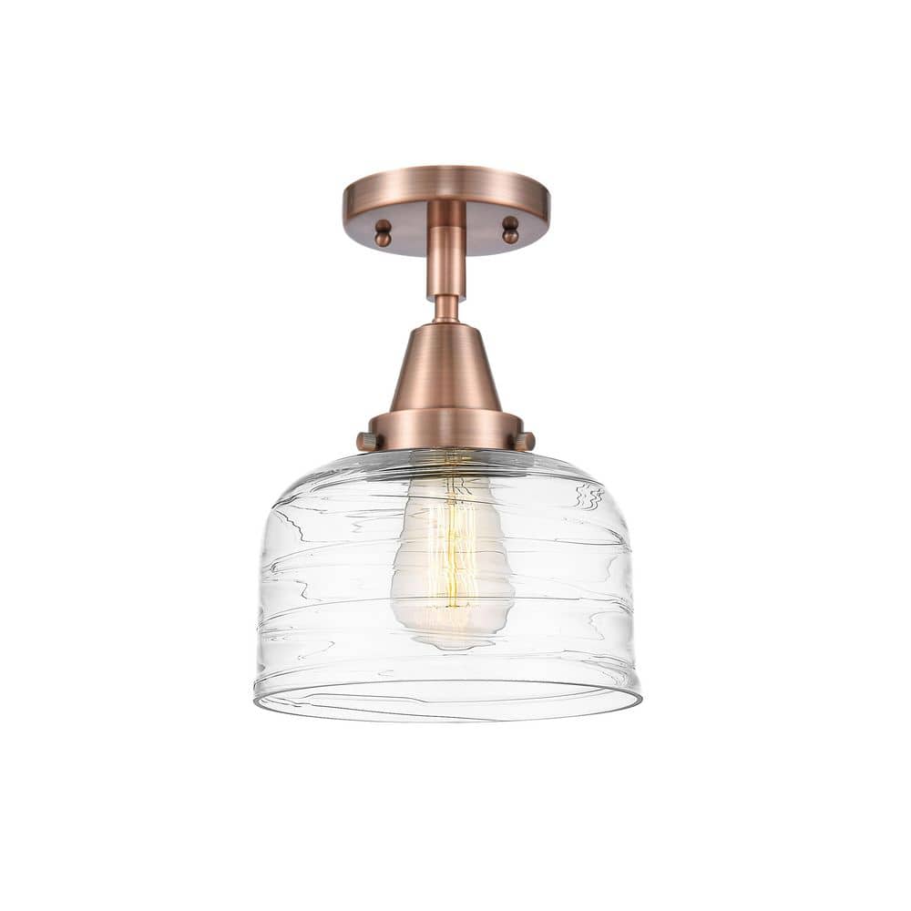Bell 8 in. 1-Light Antique Copper Industrial Flush Mount with Clear Glass Shade price history on PriceWatchPro