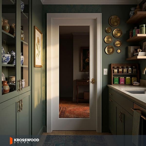 36 in. x 80 in. 1-Lite Clear Solid Hybrid Core MDF Primed Right-Hand Single Prehung Interior Door