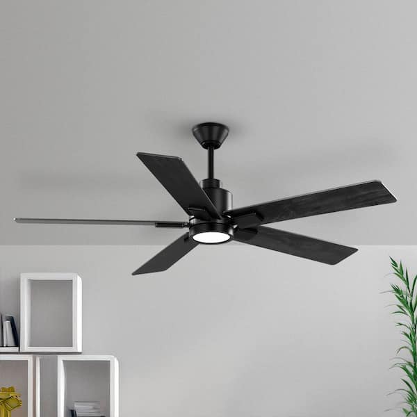 Zandra II 52 in. Indoor/Outdoor Matte Black Ceiling Fan with Light Kit and Remote Included Powered by Hubspace