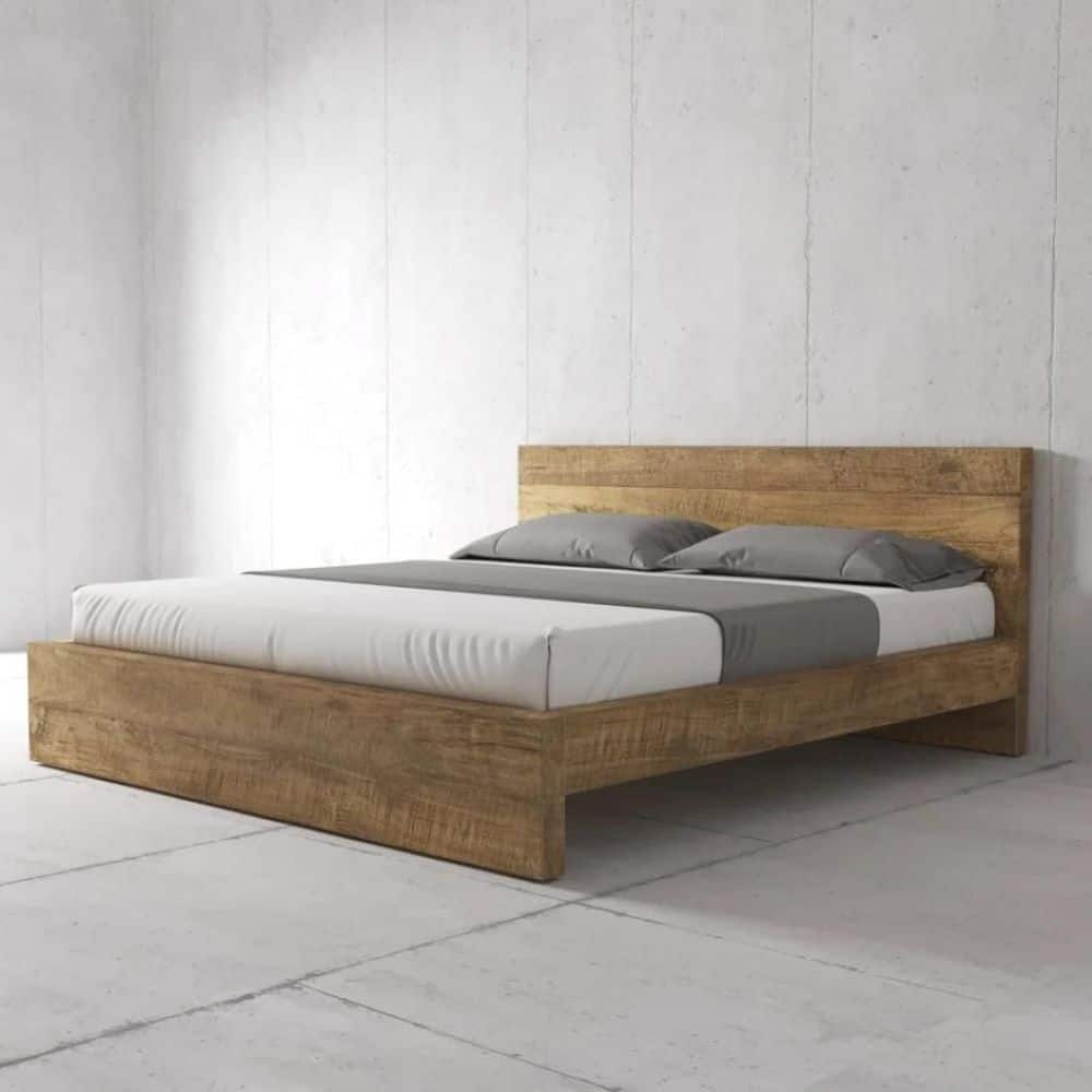 Urban Woodcraft Lodi Natural Solid Wood Queen Bed 500H.64QB