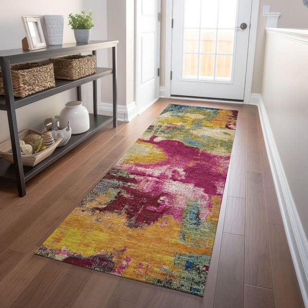 Chantille Machine Washable Indoor/Outdoor Abstract ACN1738 Garnet 2 ft. 3 in. x 7 ft. 6 in. Runner Rug