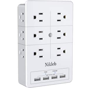 12-Outlet Multi-Plug Surge Protector with 4 USB Ports and 1280 Joules in White