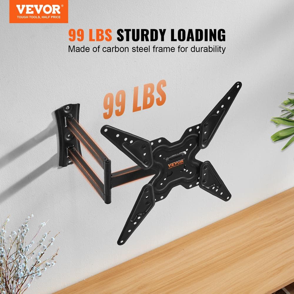 Black Carbon Steel Full Motion Wall TV Mount for 26-55 inch TVs