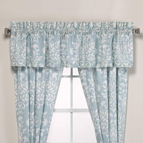 Laura Ashley Rowland 15 in. L Cotton Pole Top Valance in Blue