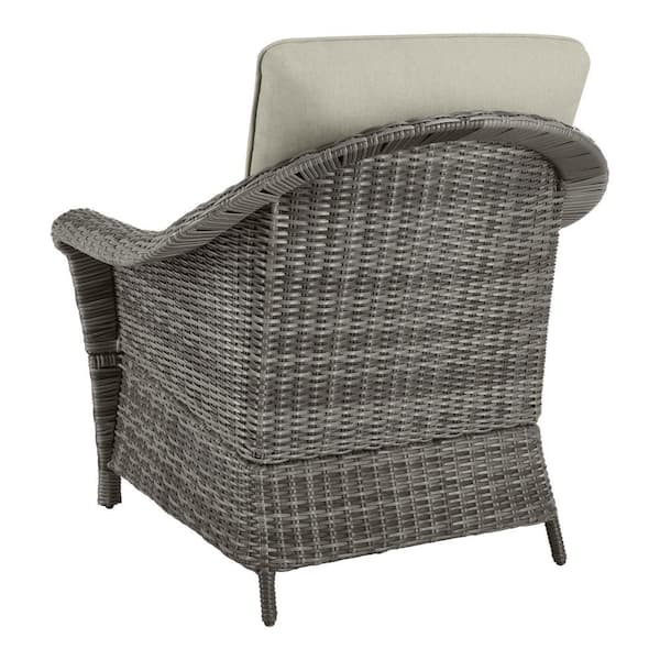 Hampton Bay Chasewood Brown 4 Piece Wicker Patio Conversation Set with CushionGuard Biscuit Putty Cushions 505.105E.000 The Home Depot