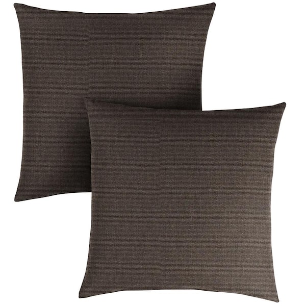 SORRA HOME Sunbrella Canvas Java Square Indoor/Outdoor Throw Pillow (2-Pack)