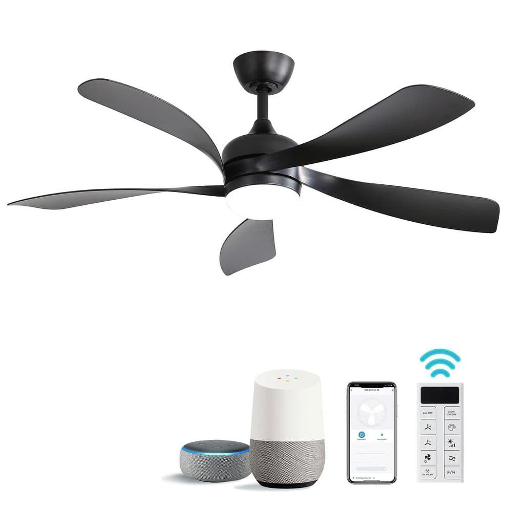 46 in. Black Downrod Mount Standard Indoor/Outdoor Smart Ceiling Fan with Integrated LED Light, App/Remote Included price history on PriceWatchPro