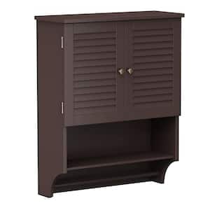 23.6 in. W x 8.9 in. D x 29.3 in. H  Bathroom Storage Wall Cabinet with Adjustable Shelves and Towels Bar in Espresso