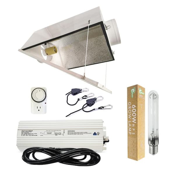 Hydro Crunch 600-Watt HPS Grow Light with 6 in. Air Cooled Hood Reflector with Glass K2-B6-R05-NL01 - The Home