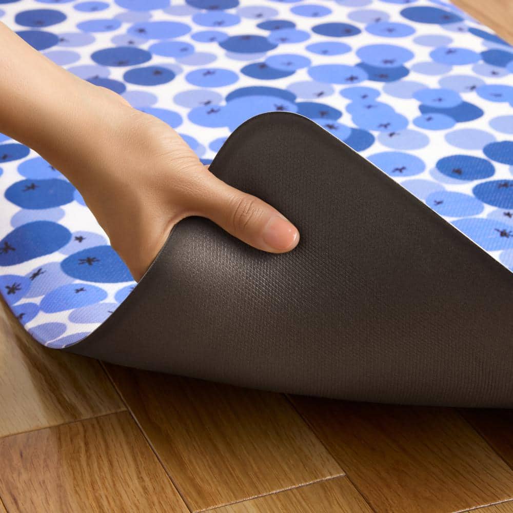 Blue and White PVC Anti-Fatigue Kitchen Runner Mat