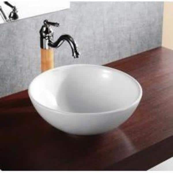 Elanti 15.5'' White Ceramic Round Vessel Sink