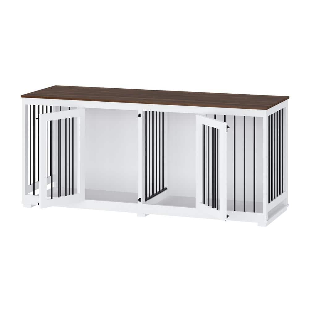 WIAWG 71 in. Heavy Duty Wooden Large Dog Pens, Indoor Dog Crate House with Double Rooms for