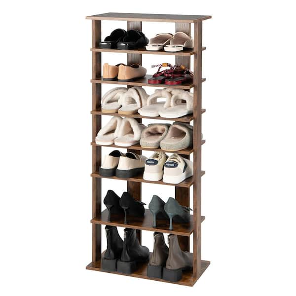 Costway 5-Tier Wood Shoe Rack Freestanding Large Shoe Storage Organizer  Heavy-duty
