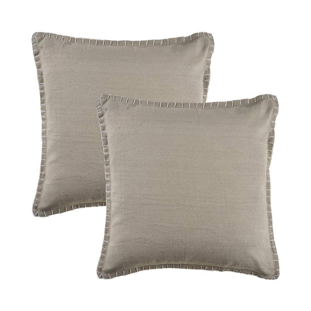 Vanessa Light Gray Solid Hand-Woven Polyfilled 24 in. x 24 in. Throw Pillow