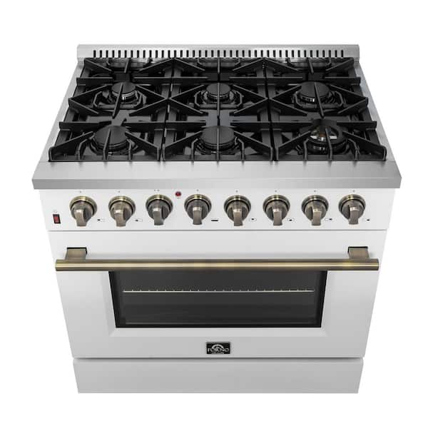 Galiano 36 in. 5.36 cu. ft. Freestanding Gas Range with 6 Burners and Electric Oven in. Stainless Steel with White Door