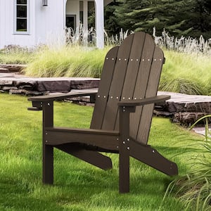 Belinda Coffee Brown Recycled Plastic Poly Weather Resistant Outdoor Patio Adirondack Chair For Outdoor Patio Fire Pit