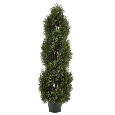 Double Pond Cypress Artificial Spiral Topiary UV Resistant with 1036 Leaves (Indoor/Outdoor)