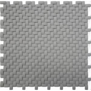 Gray 11.7 in. x 11.8 in. Basketweave Matte Finished Recycled Glass Mosaic Tile (4.79 sq. ft./Case)