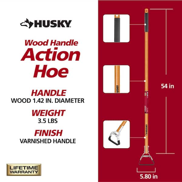 54 in. L Wood Handle Action Hoe with Grip (5-Pack)