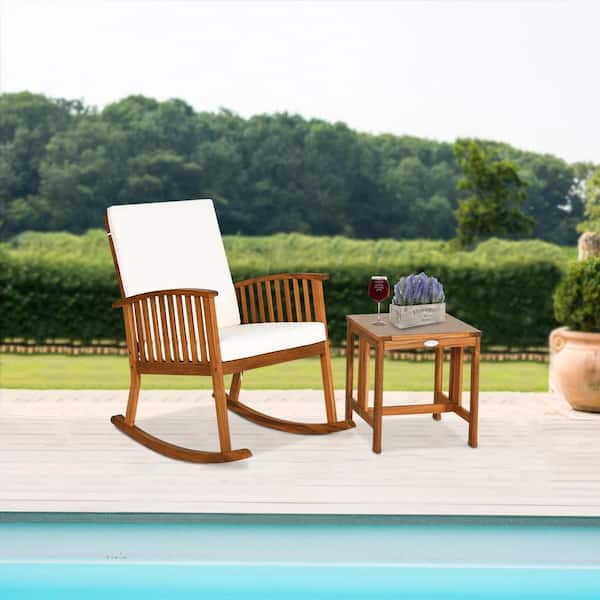 Liviza 2-Piece Wicker Patio Conversation Set with White Cushions