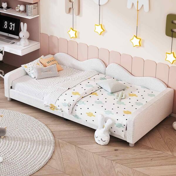 ベッドフレーム White bed frame VECELO-Victoria-Twin-Full-
