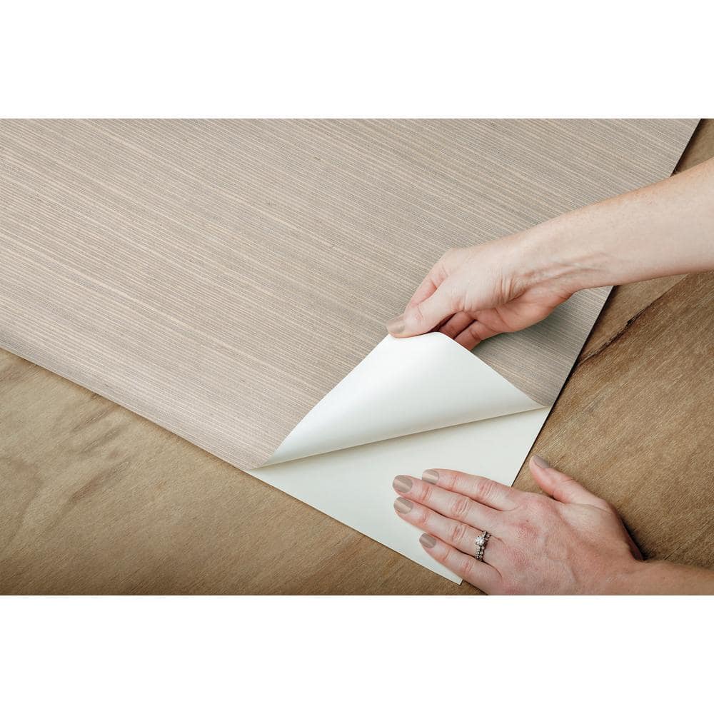 Warm Grey Self-Adhesive Grasscloth Wallpaper Roll