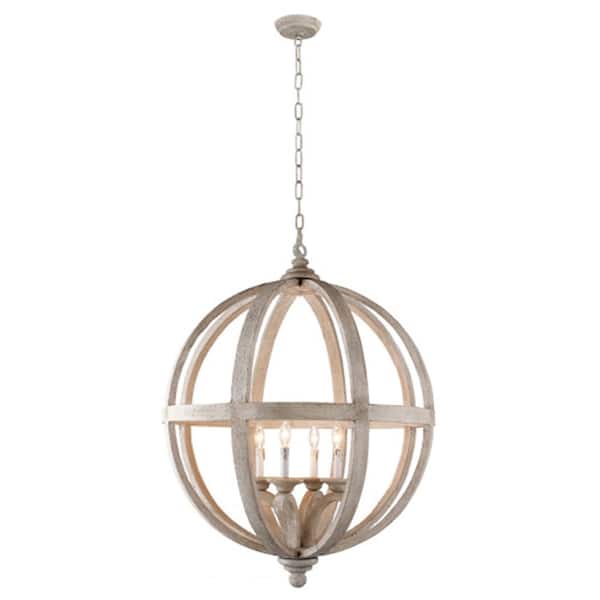 Little Tree Paul 4-Light Neutral No Decorative Accents Globe Chandelier for Living Room