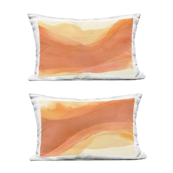 Stupell Industries Curving Orange Waves Orange Rectangular Outdoor Throw Pillow 2-Pack
