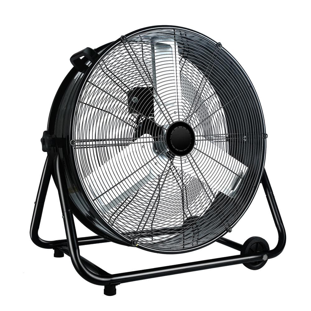 Industrial Fan 24 Inch Heavy Duty Drum 3 Speed 8100 CFM Air Circulation High Velocity Fan For Warehouse Black