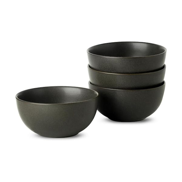 24 fl. oz. Matte Black Ceramic Stoneware Bowl Kitchen Set (Set of 4) Dishwasher Microwave Safe