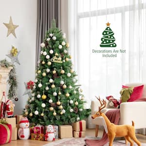 6 ft. Green Unlit Flocked Artificial Christmas Tree with Red Berries, 609 PVC Branch Tips and 205 Pine Needles