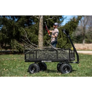 900 lb. Heavy-Duty Steel Utility Garden Cart, 4 cu. ft. Capacity, 10 in. Pneumatic Tires, 2-in-1 Pull or Tow Handle
