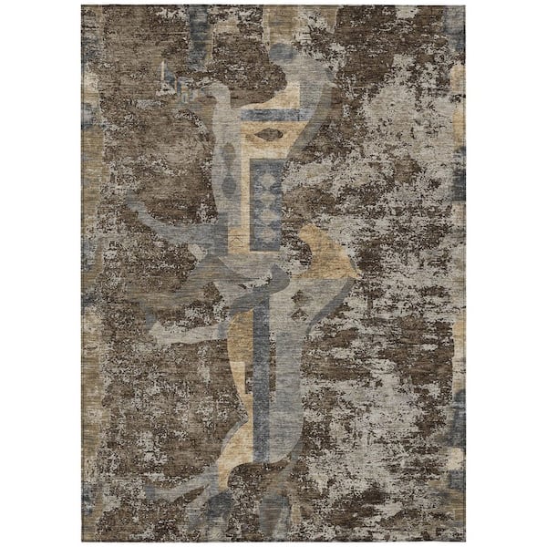 Chantille Machine Washable Indoor/Outdoor Abstract ACN3109 Chocolate 5 ft. x 7 ft. 6 in. Area Rug