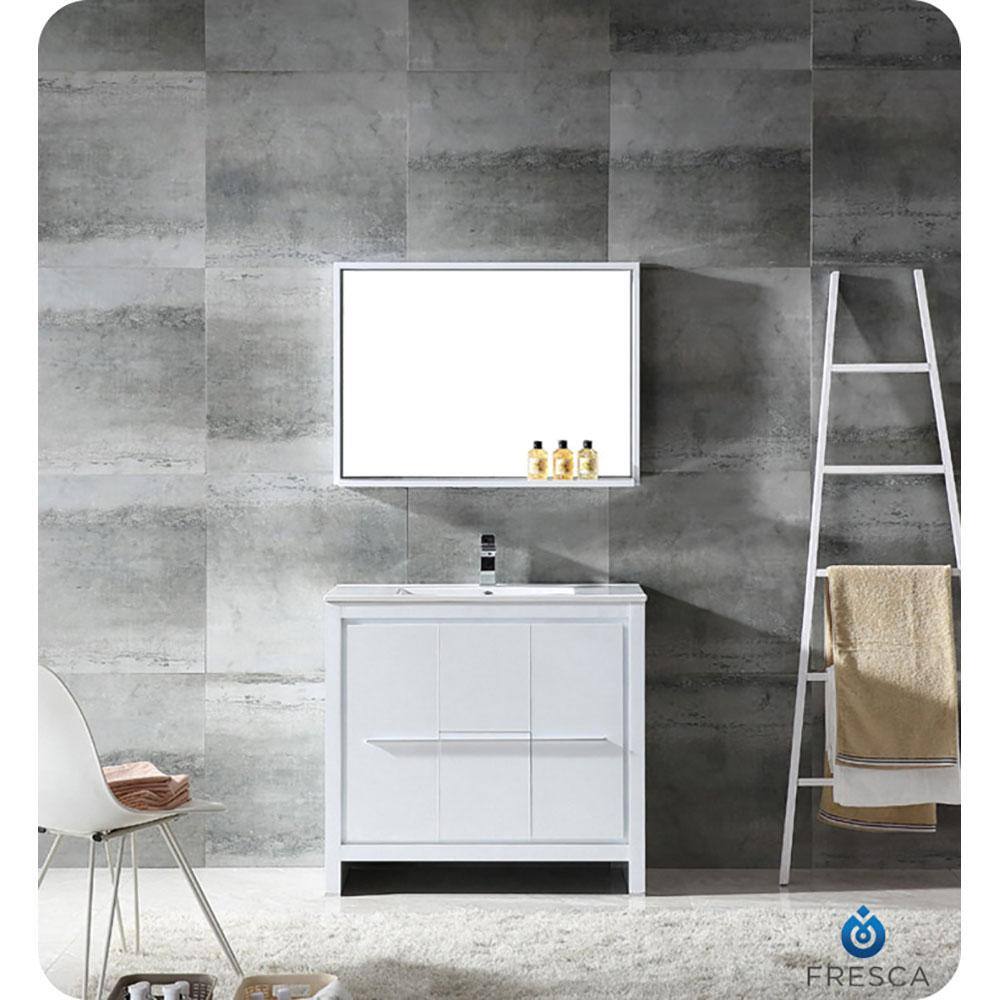 Allier 36" White Modern Plywood Vanity with Integrated Ceramic Sink