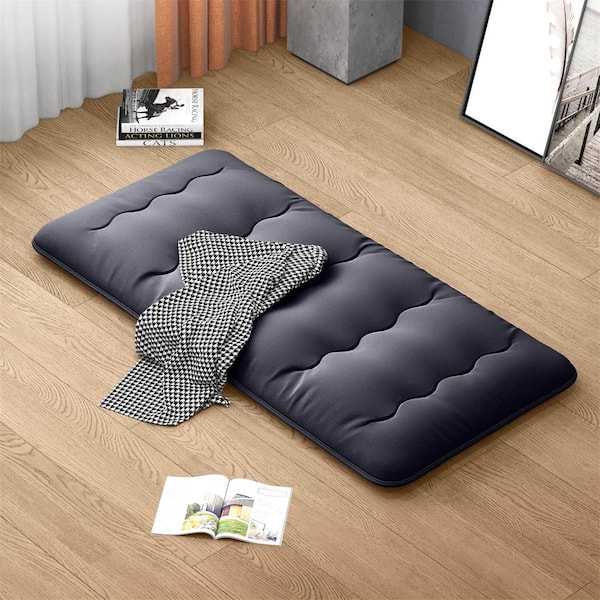 4 in. Twin Futon Mattress Japanese Floor Pad with Washable Cover Carry Bag Black